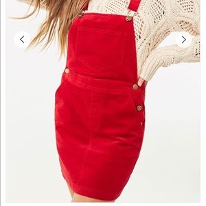 Super cute red overall dress